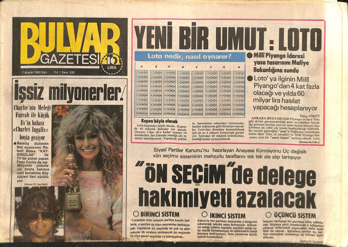 Bulvar Gazetesi 7 Aralık 1982 - Flamingo Yolu TRT'de Mücadele Yoluna Döndü ! - İşsiz Milyonerler GZ147719 - 1