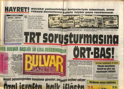 Bulvar Gazetesi 7 Mart 1988 - TRT Soruşturmasına ÖRT-BAS! GZ85152 - 1
