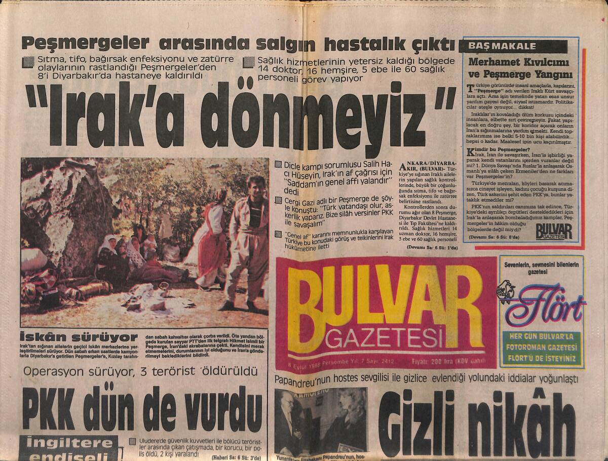 Bulvar Gazetesi 8 Eylül 1988 - Papandreu'nun Hostes Sevgilisi İle Gizlice Evlendiği Yolundaki İddialar Yoğunlaştı GZ153180 - 1
