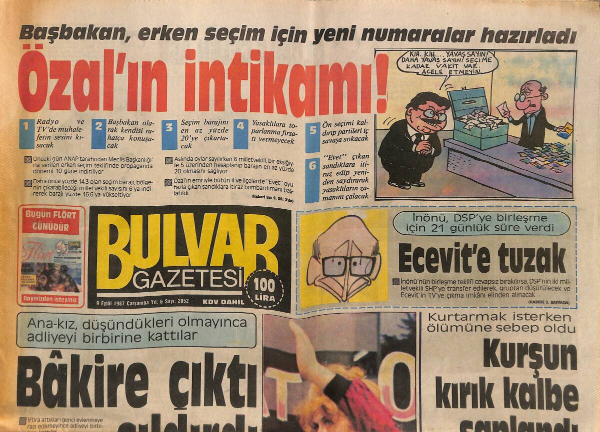 Bulvar Gazetesi 9 Eylül 1987 - Charles Ve Diana Krizi Atlattı - Lesley Anne Down Erkekleri Büyülüyor GZ149380 - 1