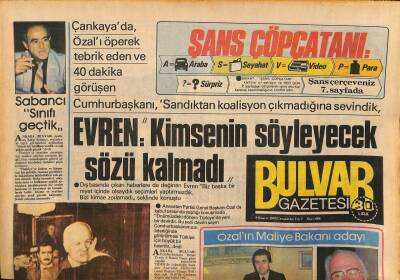Bulvar Gazetesi 9 Kasım 1983 - Sabancı Sınıfı Geçtik - Amerikan Kongre Binasına Bomba Atıldı GZ127280 - 1