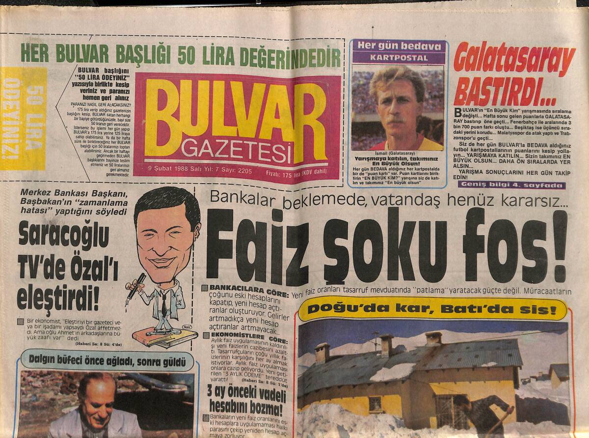 Bulvar Gazetesi 9 Şubat 1988 - Liz Taylor'un Dönüşü - Bülent Ersoy , 12 Şubat Akşamı Lunapark'ta Sahneye Çıkacak GZ153207 - 1