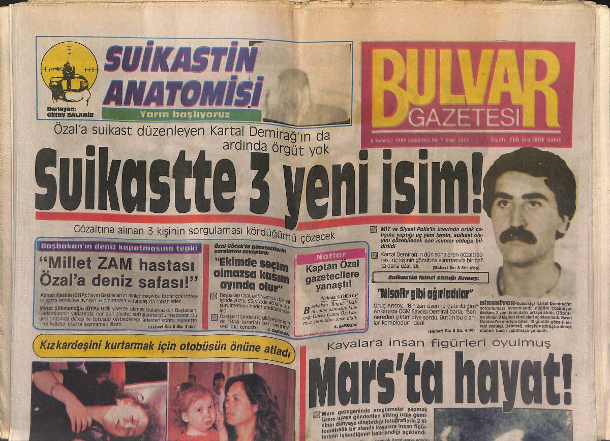 Bulvar Gazetesi 9 Temmuz 1988 - Üsküdar Kız Lisesi Dünya Şampiyonu - Yamani İstanbul'da GZ153283 - 1