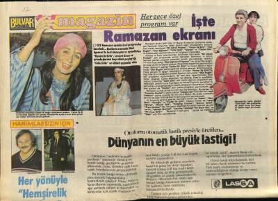 Bulvar Gazetesi Magazin Eki 17 Mayıs 1985 - Fatma Girik Rabia İle Ekranda..Lassa Lastik Reklamı GZ75061 - 1