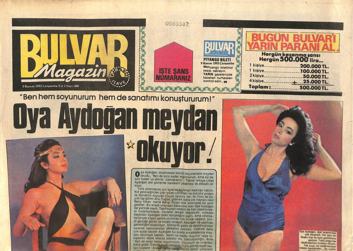 Bulvar Gazetesi Magazin Eki 9 Kasım 1983 - Oya Aydoğan Meydan Okuyor GZ155335 - 1