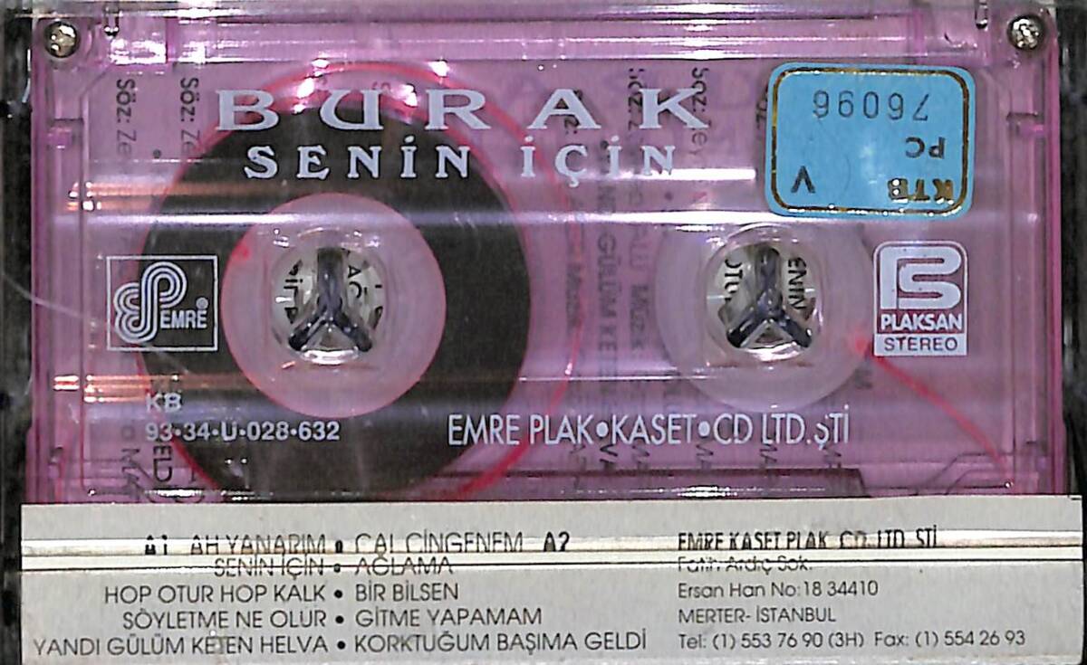 Burak - Senin İçin Kaset (İkinci El) KST26824 - 2