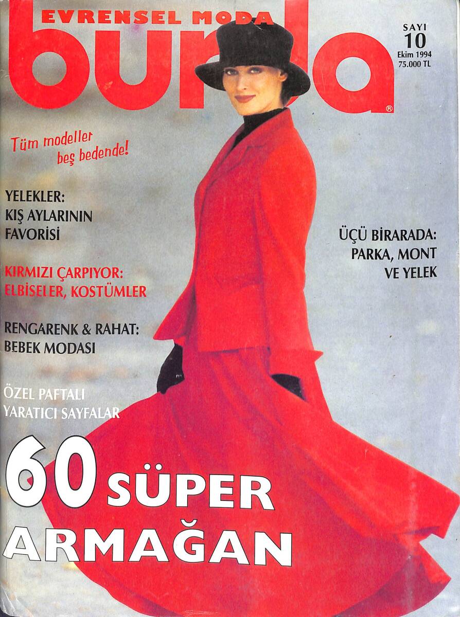 Burda Evrensel Moda Dergisi Ekim 1994 Sayı : 10 - Yelekler : Kış Aylarının Favorisi NDR91449 - 1
