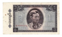 Burma 1 Kyat 1965 ÇİL (Zımba Delikli) YKP6852 - Gökçekoleksiyon