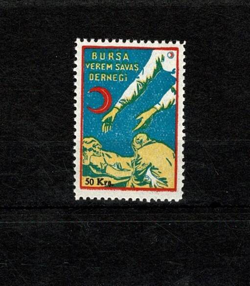 Bursa Verem Savaş Derneği 50 Kuruş Yardım Pulu - Damgasız (MNH) PPT2539 - 1