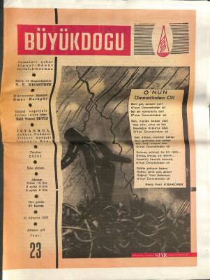 BÜYÜK DOĞU DERGİSİ Necip Fazıl Kısakürek Sayı23, 25 Ağustos 1950 -Edebi Siyasi Mecmua Haftalık Dergi NDR73854 - 1
