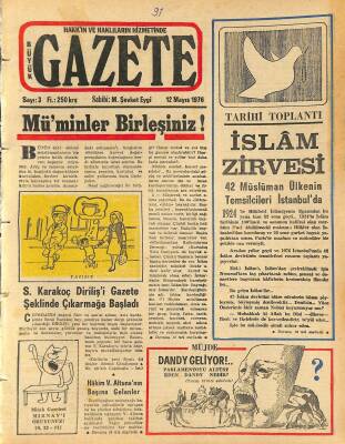 Büyük Gazete Gazetesi 12 Mayıs 1976 - S. Karakoç Dirilişi Gazete Şeklinde Çıkarmağa Başladı GZ115687 - 1