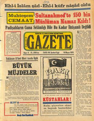 Büyük Gazete Gazetesi 19 Mayıs 1976 - Sultanahmedte 150 Bin Müslüman Namaz Kıldı ! GZ115686 - 1