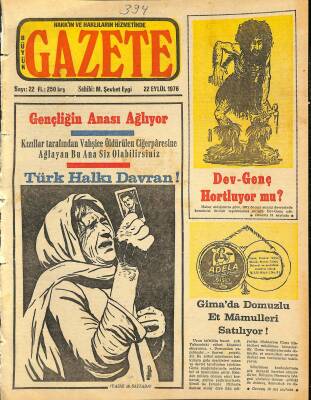 Büyük Gazete Gazetesi 22 Eylül 1976 - Gimada Domuzlu Et Mamulleri Satılıyor ! GZ115672 - 1