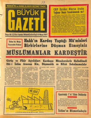Büyük Gazete Gazetesi 27 Nisan 1977 - Haçlı Batı Osmanlı Devletinin Temellerini Nasıl Çökertti ? GZ115668 - 1