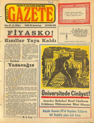 Büyük Gazete Gazetesi 29 Eylül 1976 - Fiyasko ! Kızıllar Yaya Kaldı GZ115671 - 1