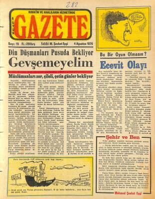 Büyük Gazete Gazetesi 4 Ağustos 1976 - Din Düşmanları Pusuda Bekliyor GZ115678 - 1