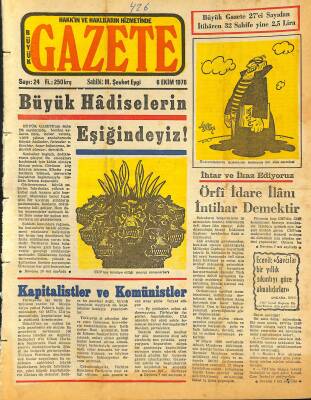 Büyük Gazete Gazetesi 6 Ekim 1976 - Kapitalistler Ve Komünistler GZ115670 - 1