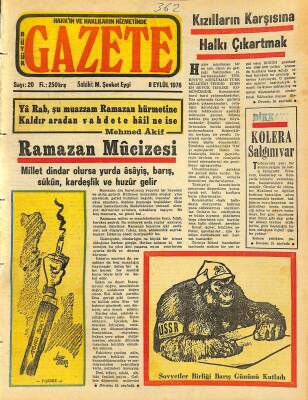 Büyük Gazete Gazetesi 8 Eylül 1976 - Dikkat ! Kolera Salgını Var - Kızılların Karşısına Halkı Çıkartmak GZ115674 - 1