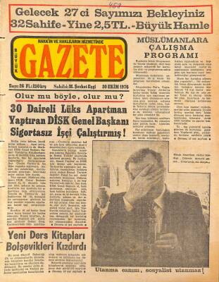 BÜYÜK GAZETE Sayı26 - 20 Ekim 1976 - Yeni Ders Kitapları Bolşevikleri Kızdırdı NDR69147 - 1