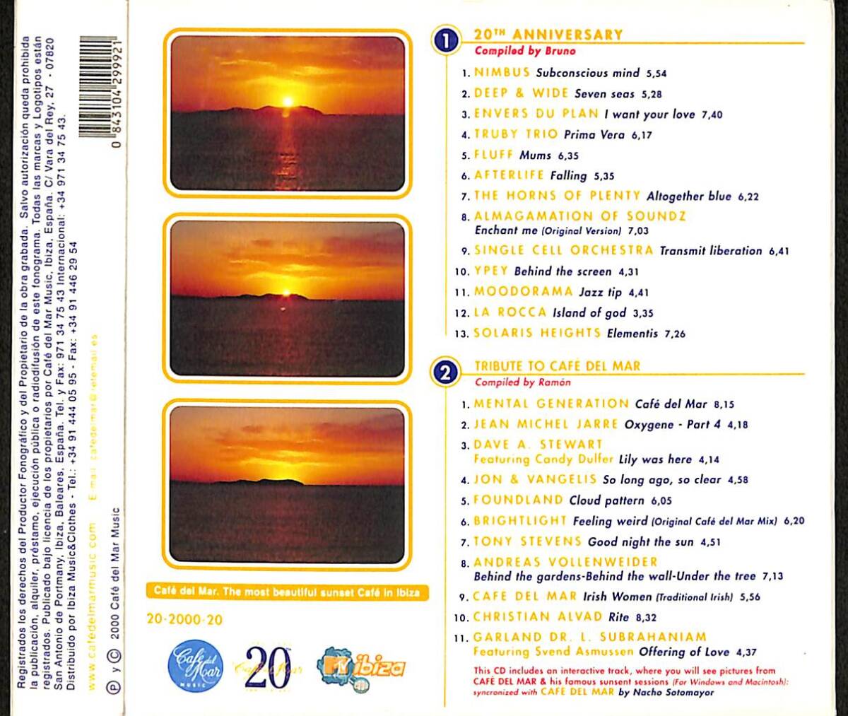 Cafe Del Mar: 20th Anniversary CD (İkinci El) CD3882 - 2