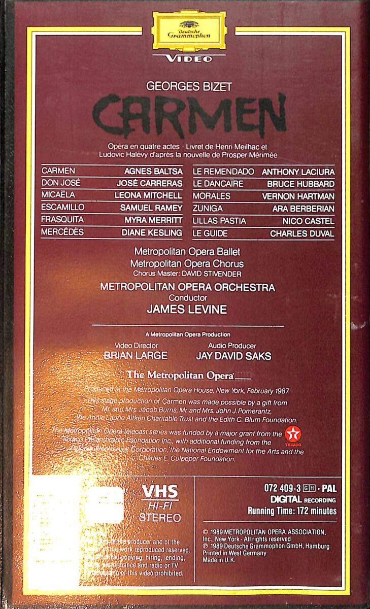 Carmen The Metropolitan Opera VHS Film (İkinci El) VHS14 - 2