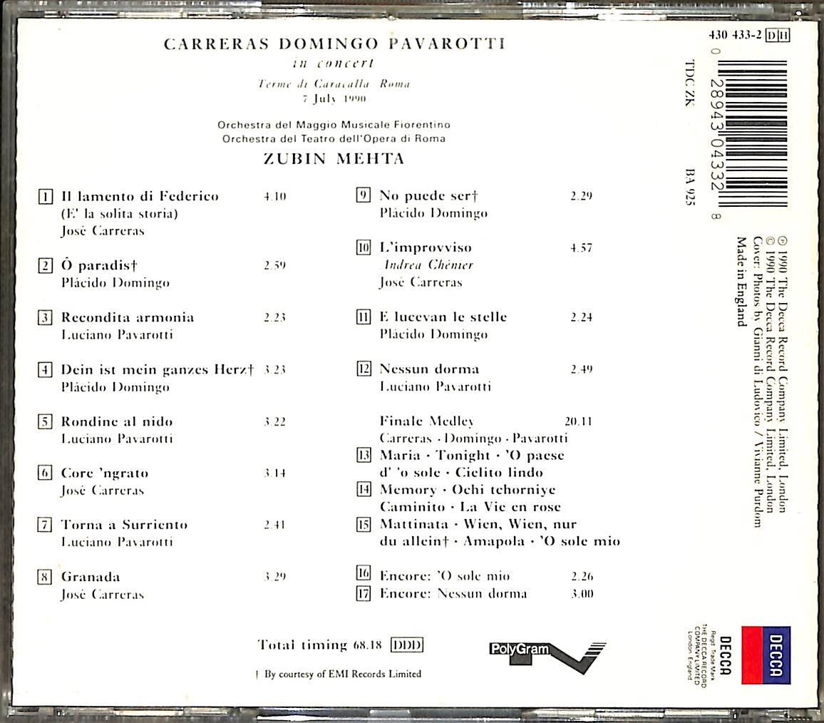 Carreras Domingo Pavarotti Mehta In Concert CD (İkinci El) CD4976 - 2