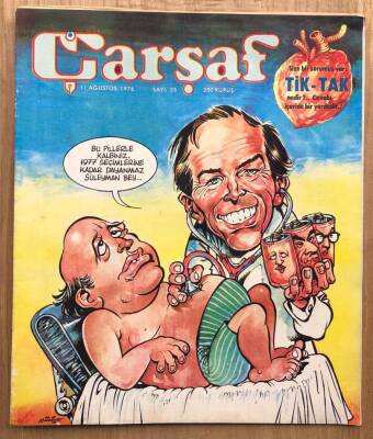 Çarşaf Mizah Dergisi 11 Ağustos 1976 Sayı 35 Kapak Süleyman Demirel , Arka Kapak Necmettin Erbakan - 1