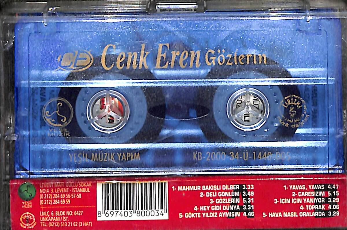 Cenk Eren – Gözlerin Orijinal Kaset (İkinci El) *Yeşil Müzik Yapım - 2000* KST29947 - 2