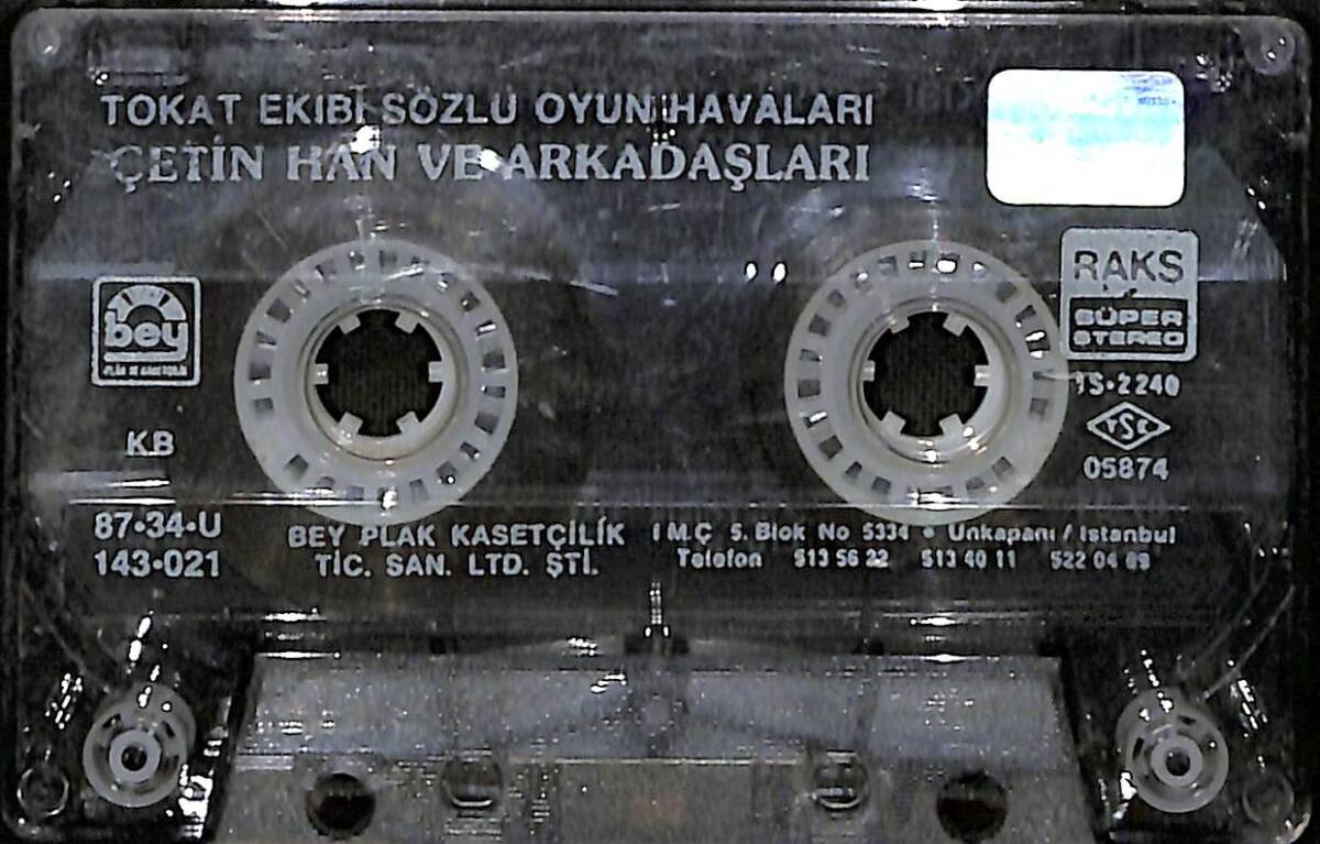 Çetin Han Ve Arkadaşları - Tokat Ekibi Sözlü Oyun Havaları Kaset (İkinci El) KST27803 - 1
