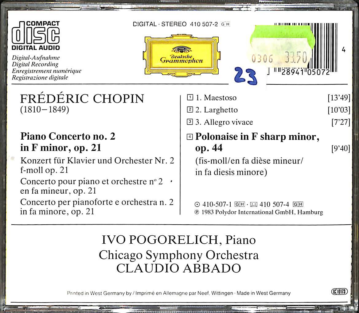 Chopin, Fryderyk Franciszek - Chopin: Piano Concerto no.2 CD (İkinci El) CD4132 - 2