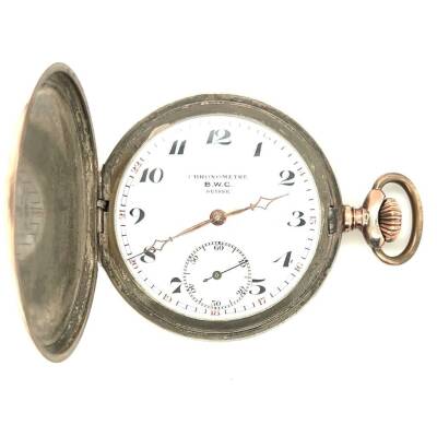 Chronometre BWC Süsse Gümüş/Altın Kaplama Kurmalı Cep Saati – 50 mm G-GSR74 - 2