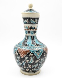 Çiçek Motifli Çini Küp Vazo AOB1480 - Gökçekoleksiyon