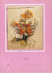 Çiçek Sepeti Simli Kartpostal KRT10427 - Gökçekoleksiyon