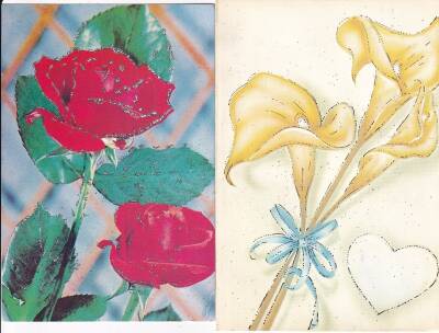 Çiçek Temalı Simli 2li Kartpostal KRT10742 - 1