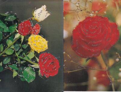 Çiçek Temalı Simli 2li Kartpostal KRT10750 - 1
