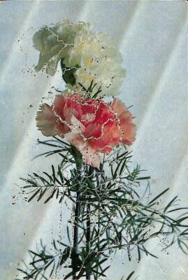 Çiçek Temalı Simli Kartpostal KRT12135 - 1