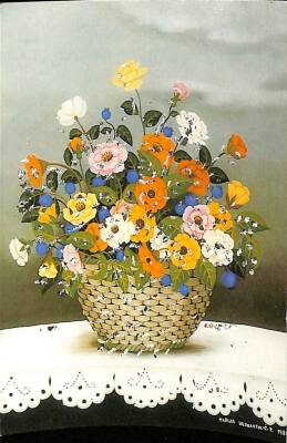 Çiçek Temalı Simli Kartpostal KRT12867 - 1
