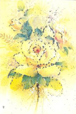 Çiçek Temalı Simli Kartpostal KRT15763 - 1