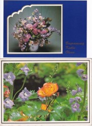 Çiçekli Bayram Kutlama 2li Kartpostal KRT10412 - Gökçekoleksiyon