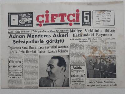 Çiftçi Gazetesi - 11 Ocak 1953 - Adnan Menderes Askeri Şahsiyetlerle Görüştü GZ112784 - 1