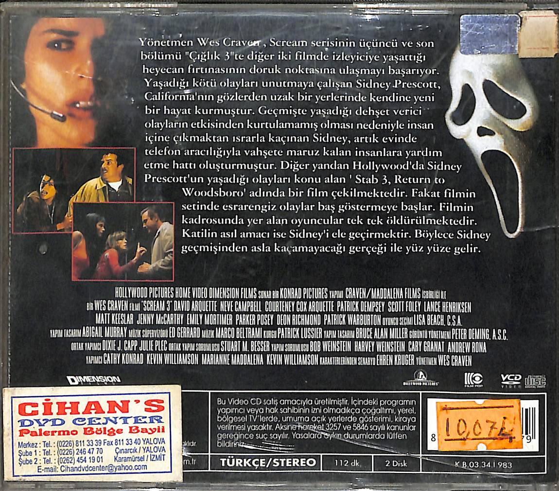 Çığlık 3 - Scream 3 (2000) VCD Film (İkinci El) VCD27775 - 2