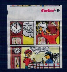 CİNCİN 1984 Karikatür Seriisi No 30 (Hatalı Kesim ) Sakız Kağıdı Çıkartma # SKZ2304 - 3
