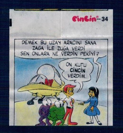 CİNCİN 1984 Karikatür Seriisi No 38 (Hatalı Kesim ) Sakız Kağıdı Çıkartma # SKZ2301 - 1