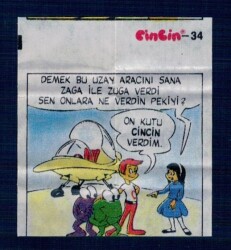 CİNCİN 1984 Karikatür Seriisi No 38 (Hatalı Kesim ) Sakız Kağıdı Çıkartma # SKZ2301 - 3