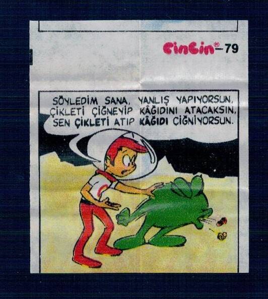 CİNCİN 1984 Karikatür Seriisi No 81 (Hatalı Kesim ) Sakız Kağıdı Çıkartma # SKZ2305 - 1