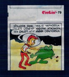 CİNCİN 1984 Karikatür Seriisi No 81 (Hatalı Kesim ) Sakız Kağıdı Çıkartma # SKZ2305 - 3