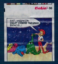 CİNCİN 1984 Karikatür Seriisi No 95 (Hatalı Kesim ) Sakız Kağıdı Çıkartma # SKZ2308 - 3