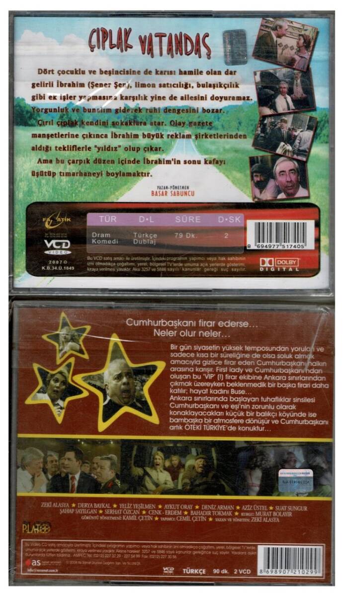 Çıplak Vatandaş (Şener Şen) Cumhurbaşkanı Öteki Türkiyede (Zeki Alasya) - 2 Adet VCD Film VCD1252 - 2