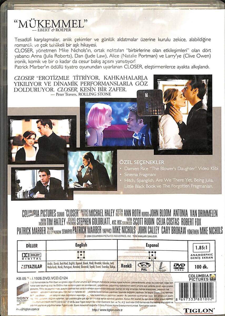 Closer - Daha Yaklaş DVD (İkinci El) DVD2765 - 2