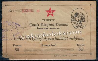 Çocuk Esirgeme Kurumu Yardım Makbuzu 10 Kuruş EFM535 - 1